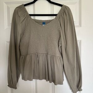 Old Navy Taupe Smocked Blouse